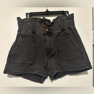 Kancan black paper bag waist shorts size M